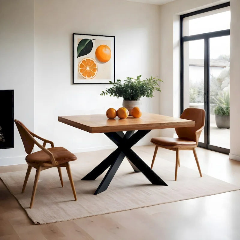 48 Square Dining Table, Solid Mango Wood with Sturdy Metal Spider Leg
