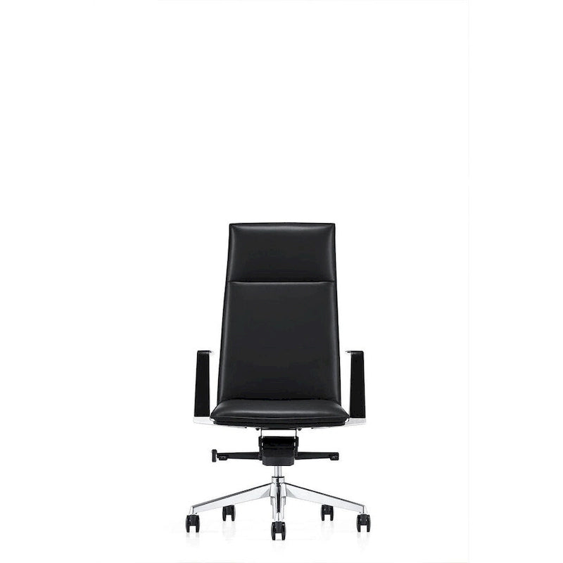 Modern Black High Back Executive Office Chair - Vegan Leather