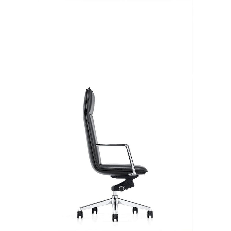 Modern Black High Back Executive Office Chair - Vegan Leather