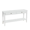 White Wood-Top Console Table with 2 Drawers & Lower Shelf