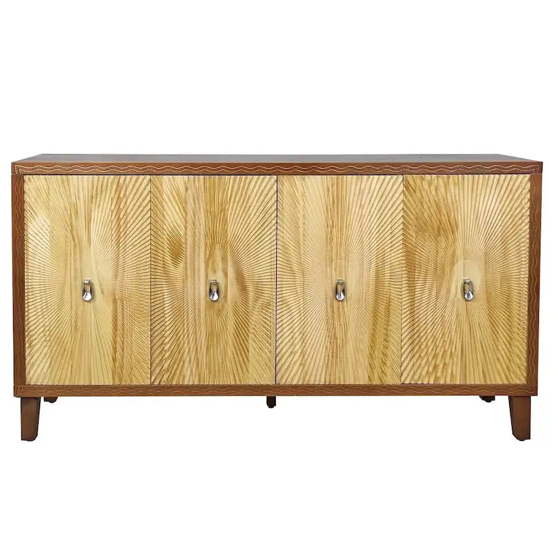 60 Vintage 4 Door Carved Pattern Buffet/Sideboard