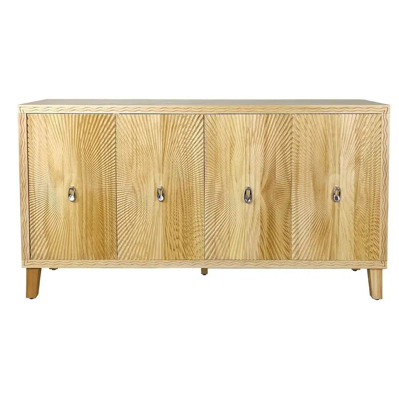60 Vintage 4 Door Carved Pattern Buffet/Sideboard