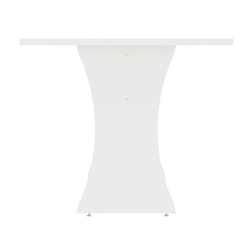 Grey / White Mid-Century Modern Dining Table for 6, Curved H-Base