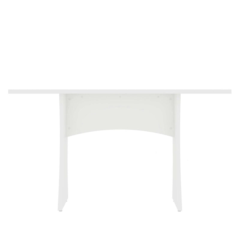 Grey / White Mid-Century Modern Dining Table for 6, Curved H-Base