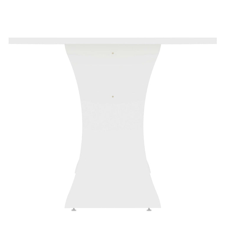 Grey / White Mid-Century Modern Dining Table for 6, Curved H-Base
