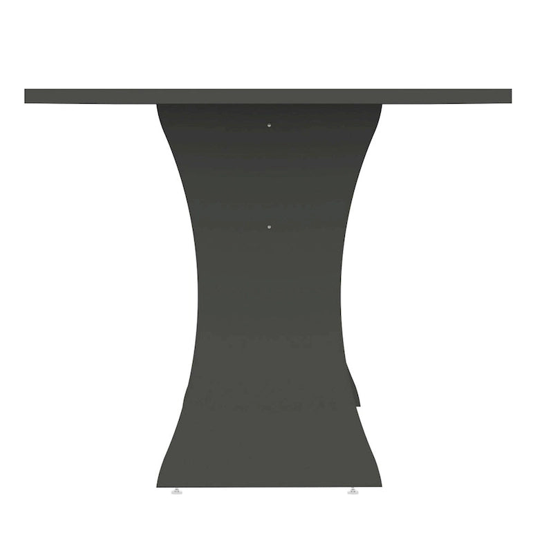 Grey / White Mid-Century Modern Dining Table for 6, Curved H-Base