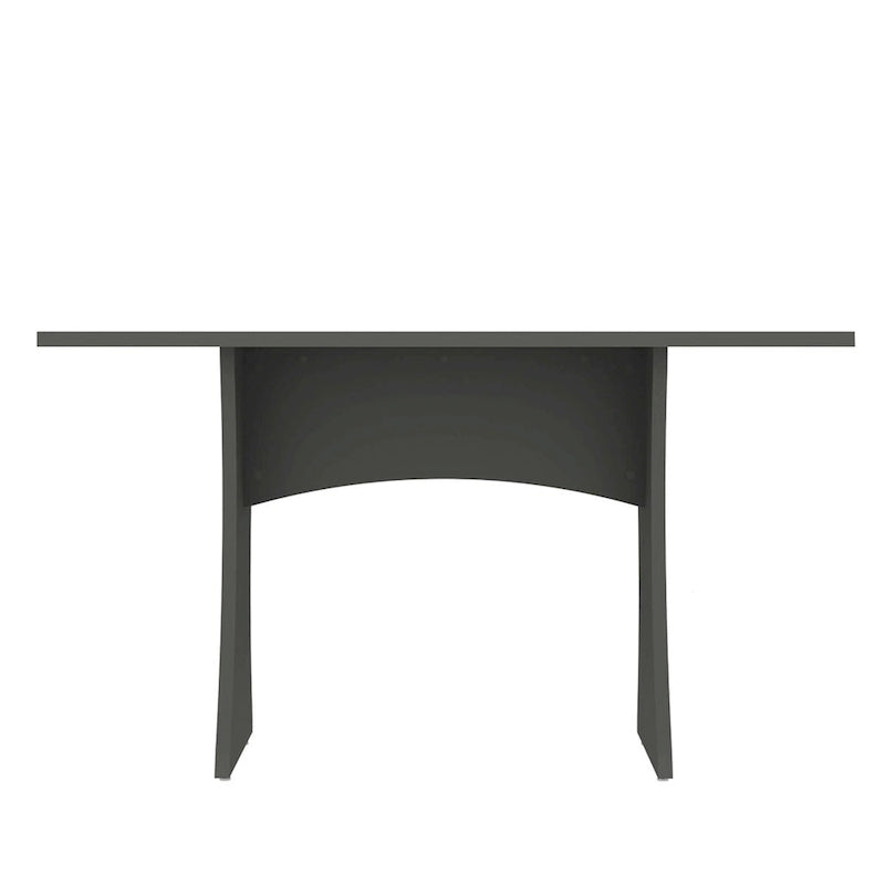Grey / White Mid-Century Modern Dining Table for 6, Curved H-Base
