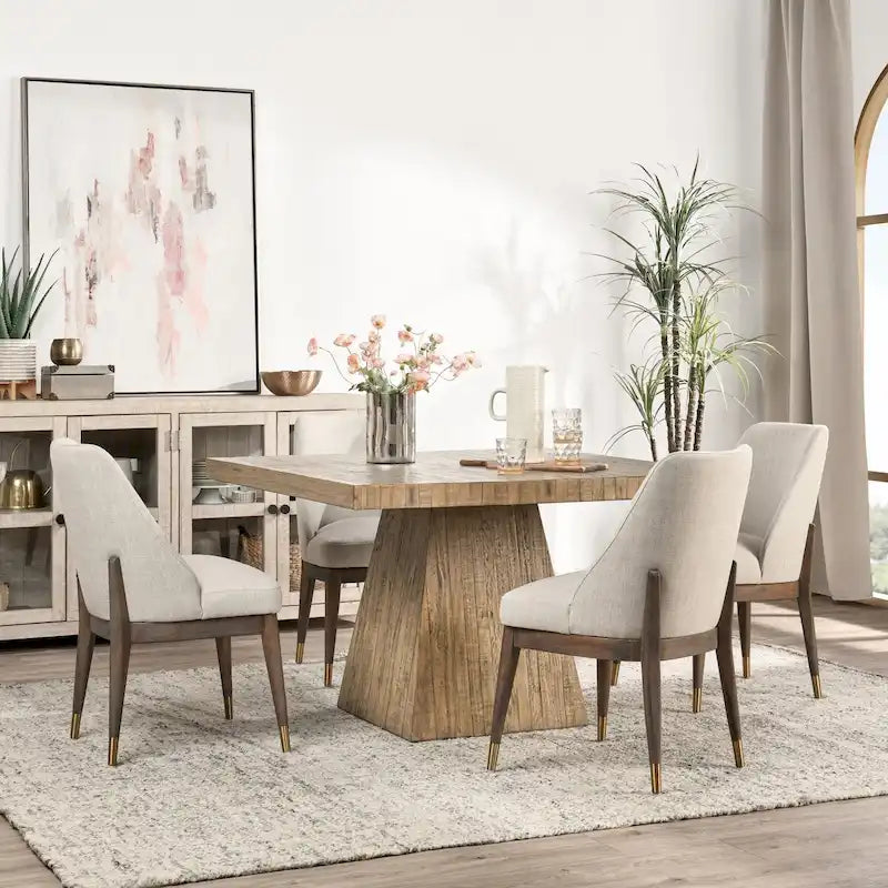 48" Square Reclaimed Pine Dining Table with Plinth Base - Natural