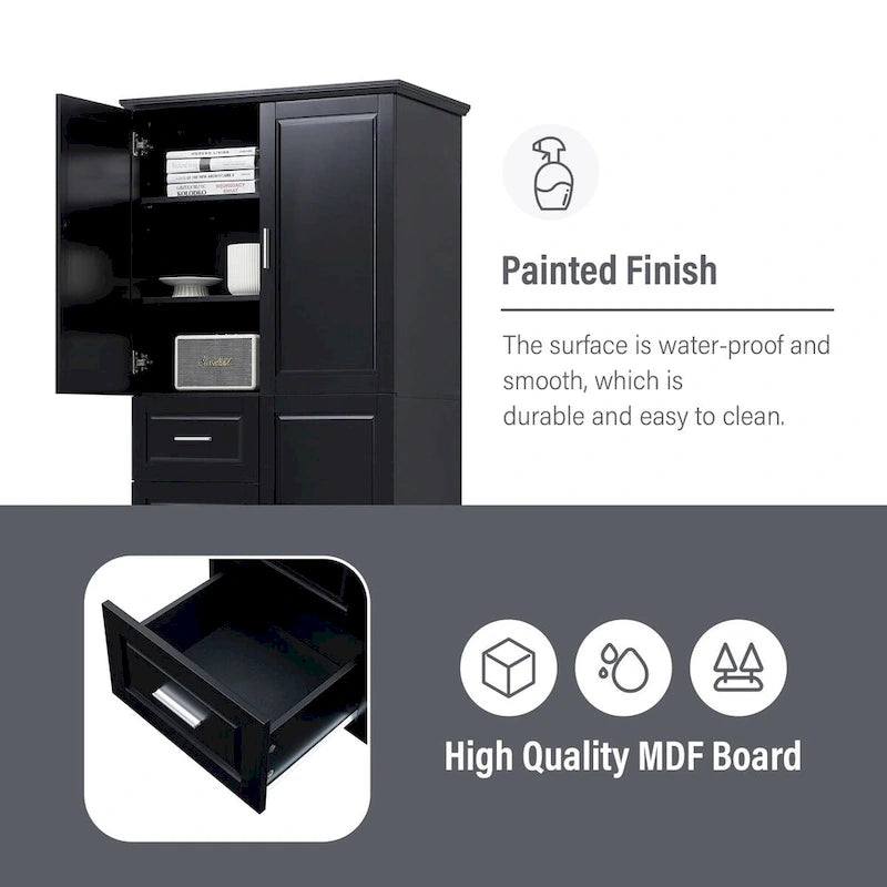 32 in. W x 72 in. H Storage Cabinet with Doors and Three Drawers