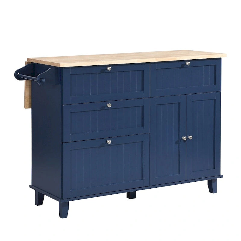 Farmhouse Kitchen Island Set with Drop Leaf Top and 2 Seatings