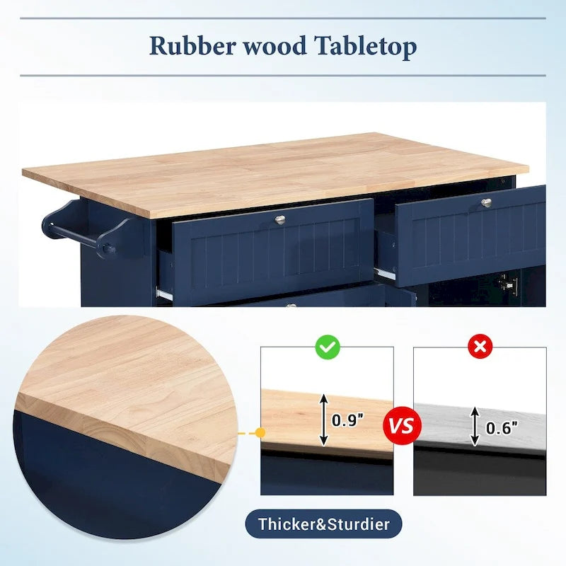 Farmhouse Kitchen Island Set with Drop Leaf Top and 2 Seatings