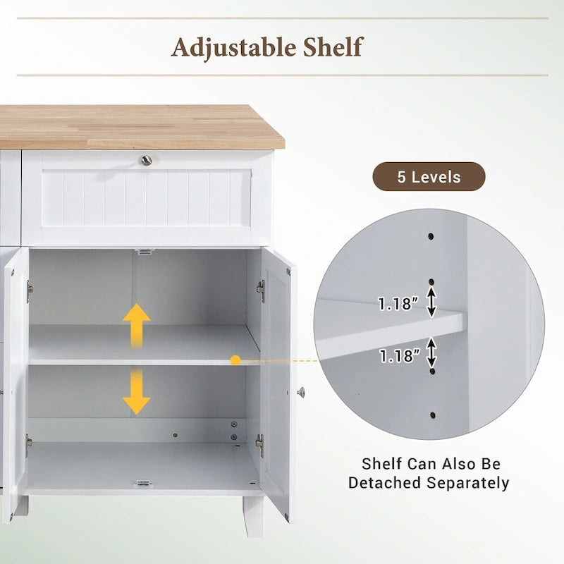 Farmhouse Kitchen Island Set with Drop Leaf Top and 2 Seatings