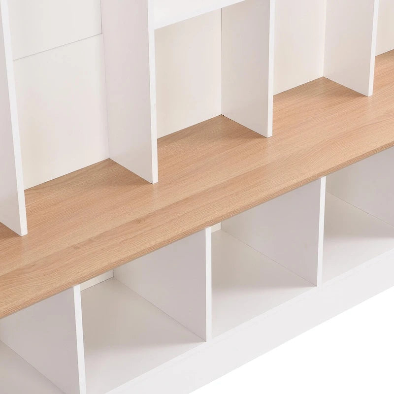 Wide Hall Tree with Storage Bench - Minimalist Shoe Cabinet, Cube Storage, 8 Hooks
