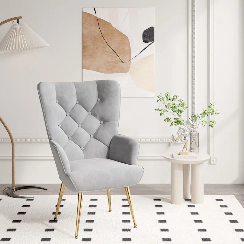 Modern Velvet Fabric Upholstered Chair